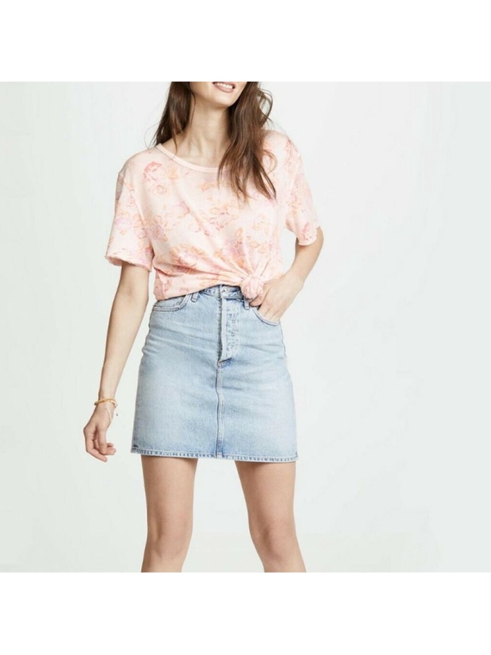 FREE PEOPLE Tourist Tee in Blush Combo Pink